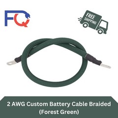2 AWG Gauge Custom Battery Cable Copper Braided (Forest Green)
