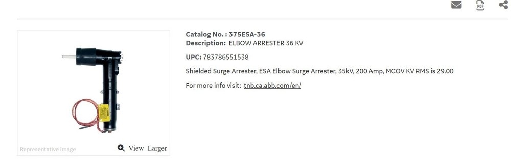 375ESA-36 Elastimold Elbow Arrester 36Kv