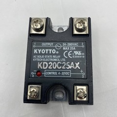 LOT OF 4 KYOTTO KD20C25AX AC SOLID STATE RELAY 24-280VAC MAX 25A CNTRL 4-32VDC