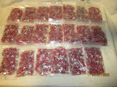 2000 Lot Red Insulated Flanged SPADE Terminal Connectors #22-18 Wire #6 USA