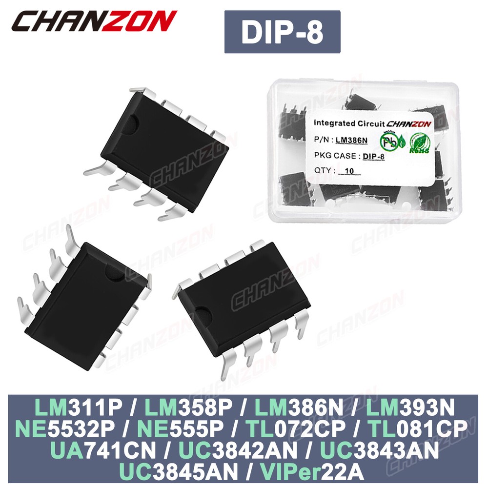10 PCS DIP8 NE5532 NE555P LM386 LM393 LM311 VIPER22A UC3843 UC3842 UC3845 IC