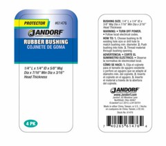 Jandorf Protector RUBBER BUSHING 4 pk 0.437 Dia. Hole Isolate Insulate 61476 NEW