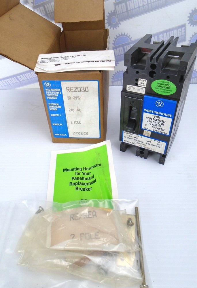 Westinghouse 2 Pole, 30 Amp, 240V RE CIRCUIT BREAKER – RE2030 – (NEW in BOX)
