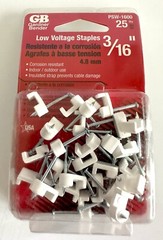 LOT OF 250 GARDNER BENDER WHITE 3/16″ LOW VOLTAGE STAPLES 10 PKS OF 25 PSW-1600