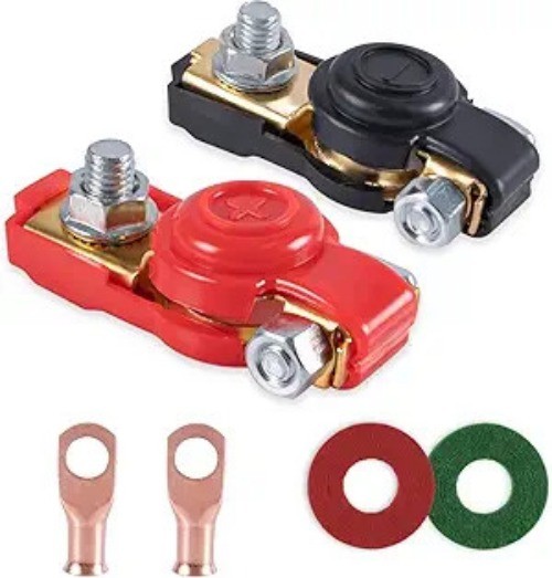 Car Battery Terminal Connector Kit, Pure Copper Positive and Negative Cable Ends