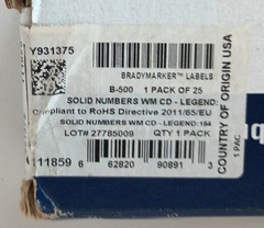 BRADY B-154 WIRE MARKER WM-CD Ledgend BOX OF 25 CARDS – New