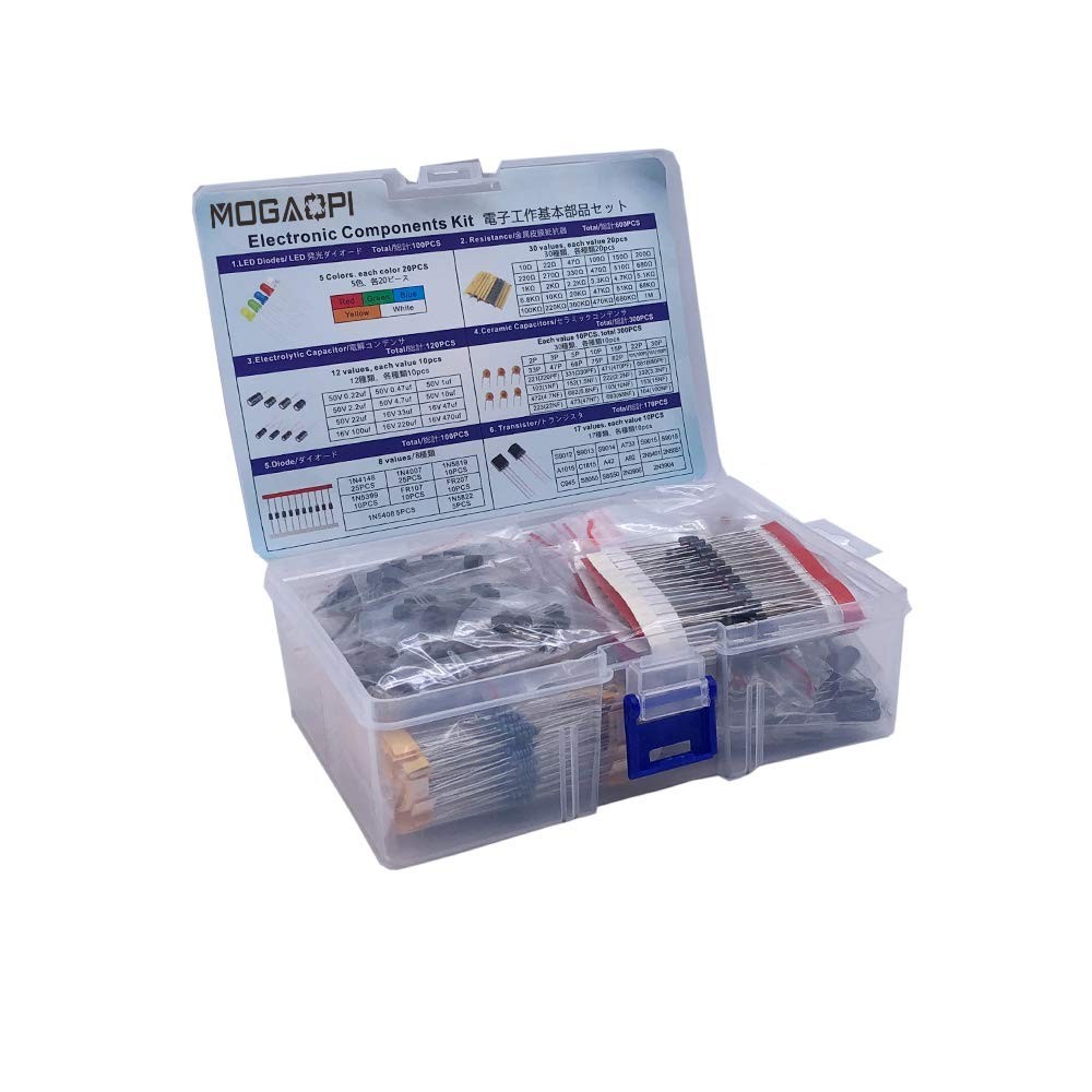 Electronic Component Kit 1390 Pcs LED Diodes Resistors Capacitors Transistors