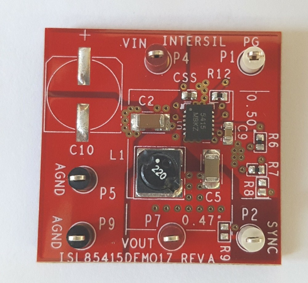 Intersil ISL85415 Demo Evaluation Board, 0.5A High Efficiency FET Buck Regulator