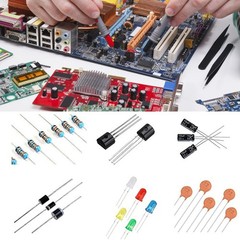 Electronics Component Set with LED Diodes, Resistors, and Capacitors Included