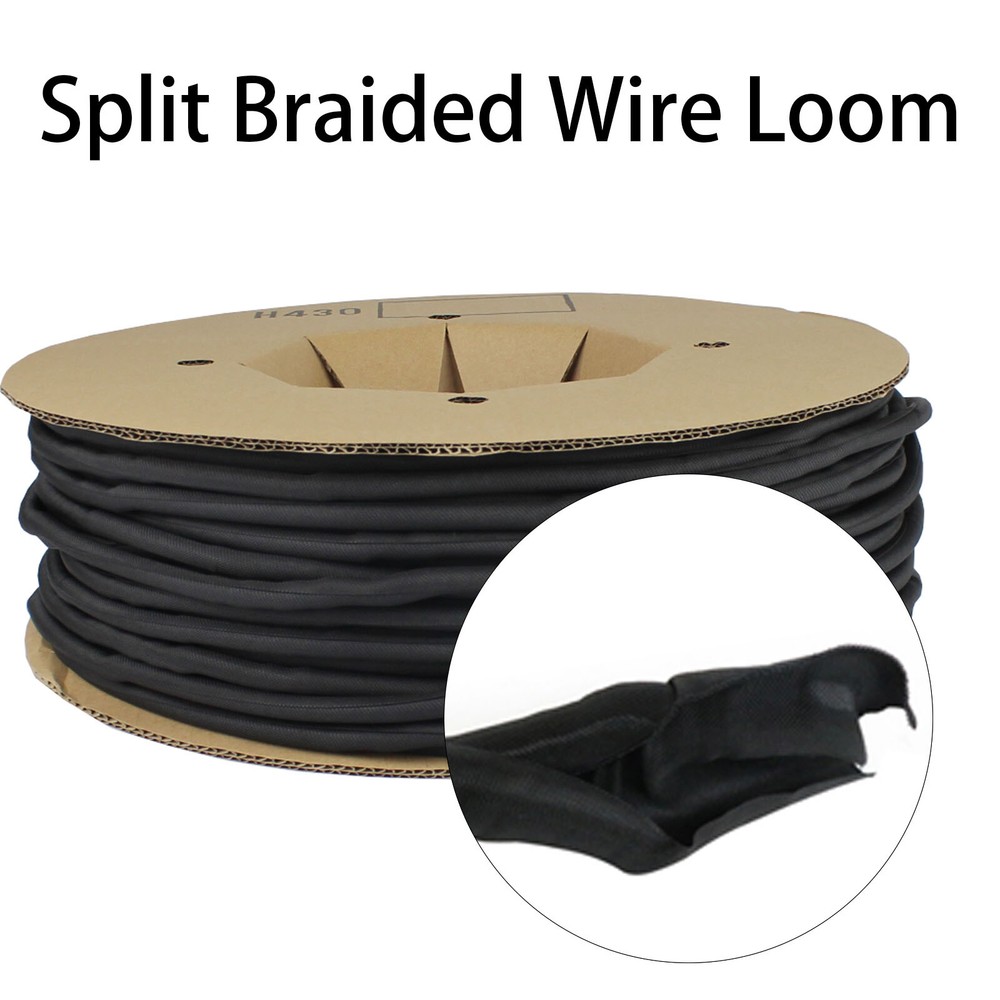 Black Braided Split Cable Hose Sleeve Wire Loom Tube Pipe SelfClosing Protection