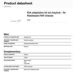 Schneider Electric 48565 – KIRK Disco. locking kit for Masterpact NW chassis