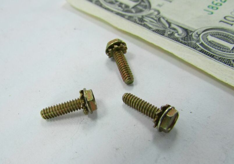 Lot 100 Hex Head #4-40 x 7/16″ Chromate Machine Screws, Captive Star Lock Washer