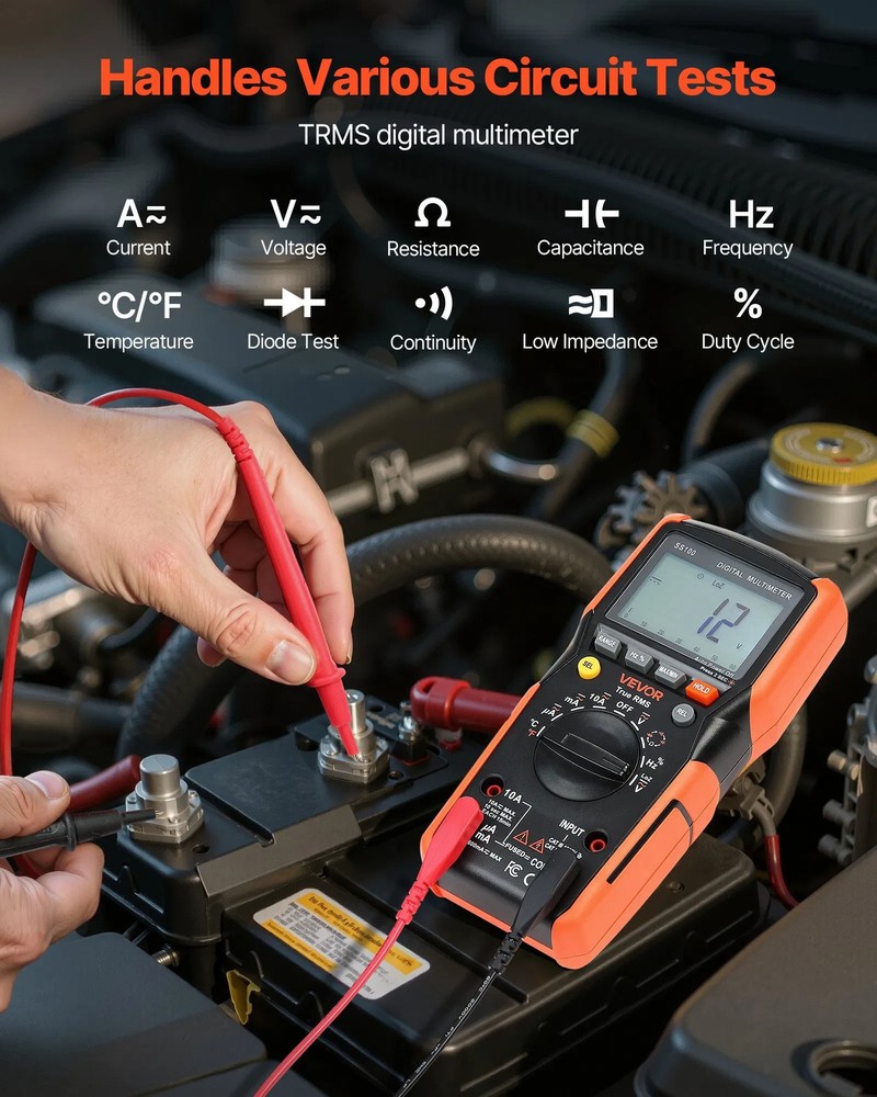Digital Multimeter, 6000-Count TRMS DC/AC Voltmeter Current Tester, Auto-Ranging