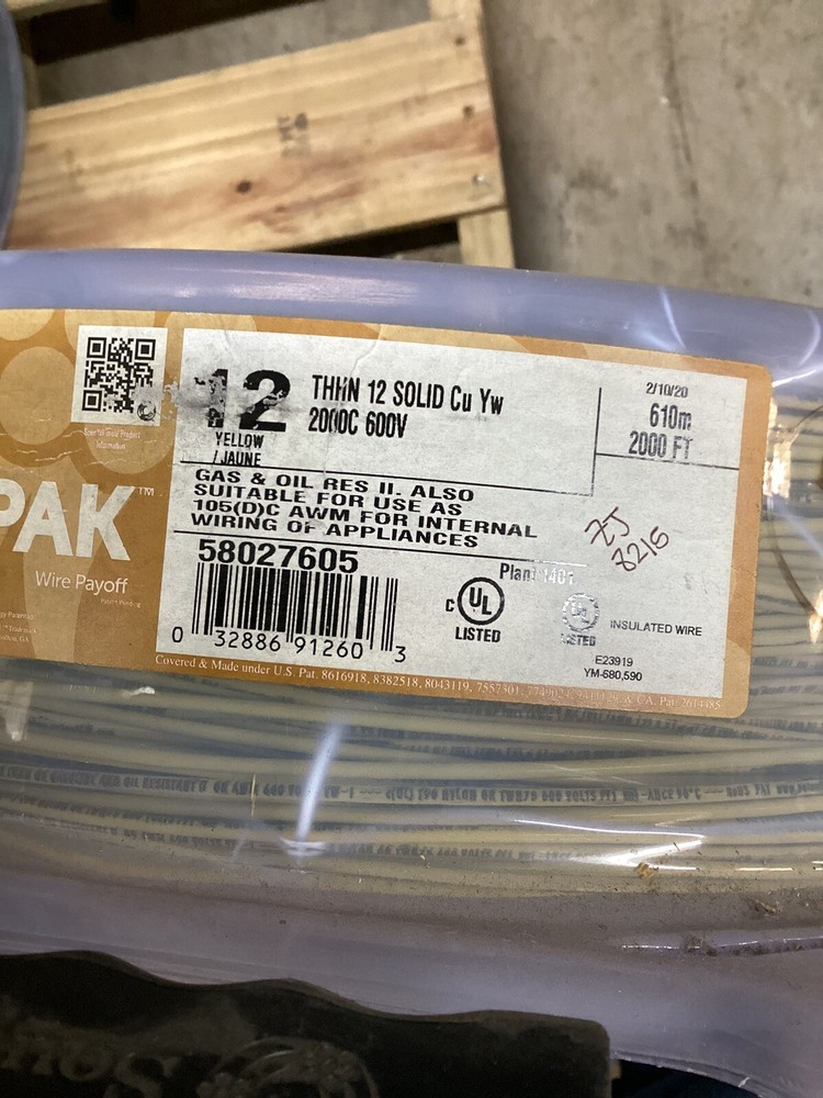 40lb.. Of Southwire THHN #12 Solid Copper Yellow Wire (2000ft 52lb.).