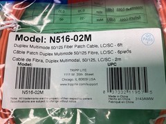 X2 Tripp Lite N516-02M Duplex Multimode 50/125 Fiber Optic Patch Cable LOT OF 2