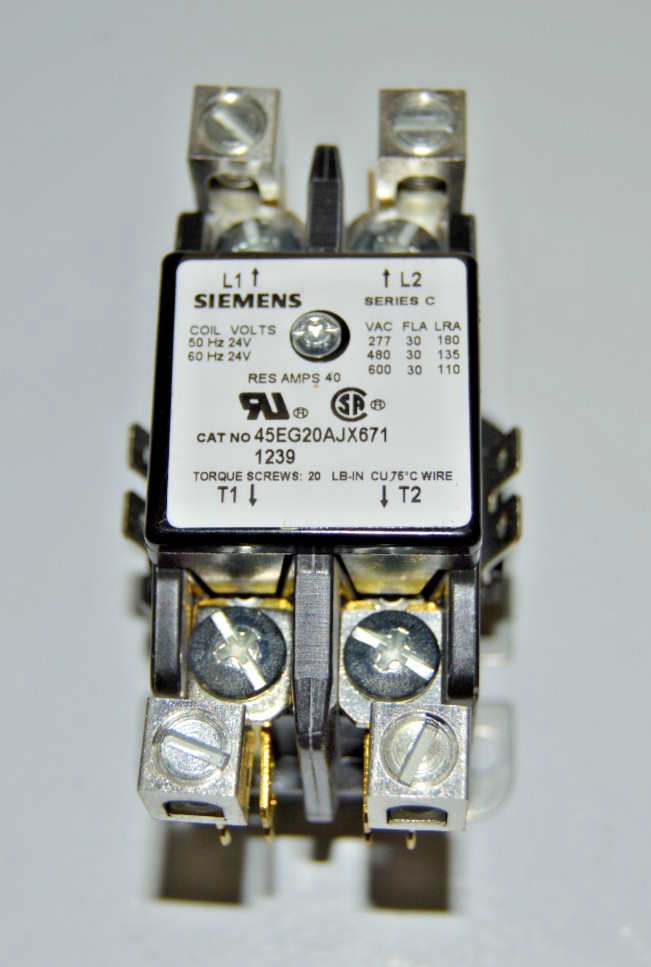 SIEMENS 45EG20AJX671 S1-02432004000 Contactor 2-Pole, 30FLA 24V Coil 50/60HZ NEW