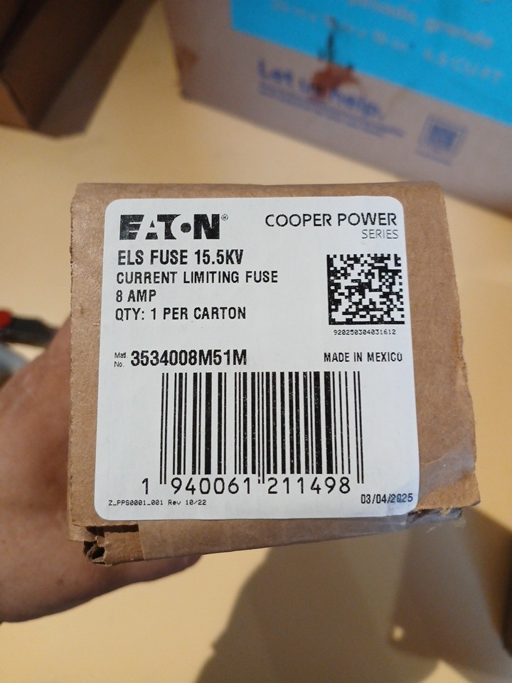 Eaton Cooper Power 15.5kv else fuse 3534008M51M current Limiting Fuse