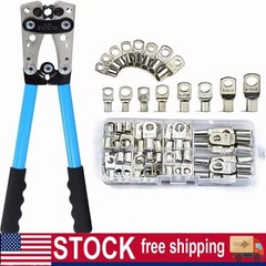Battery Cable Lug Crimping Tool 10-1 AWG W 60PC Copper Ring Terminal Heavy Duty