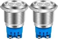 DC 12V 19mm Stainless Steel Red LED Flash Alarm 90dB Indic Color: red LED-19mm