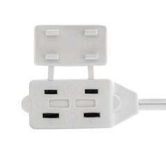 6FT 3-Outlet Extension Power Cord Indoor 2 Prong Protection Outlet Cover White