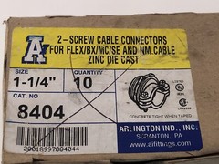 ARLINGTON INDUSTRIES 1-1/4” 2-Screw Cable Connector. # 8404 (NEW)