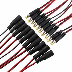 DC Power Pigtial Cable 22AWG DC 2.1mm x 5.5mm Male and Female Connectors