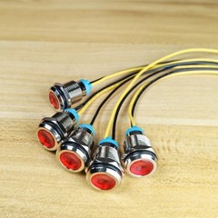 5Pcs 12mm LED Metal Indicator Light AC 110V-220V Waterproof In Color: Red 110V