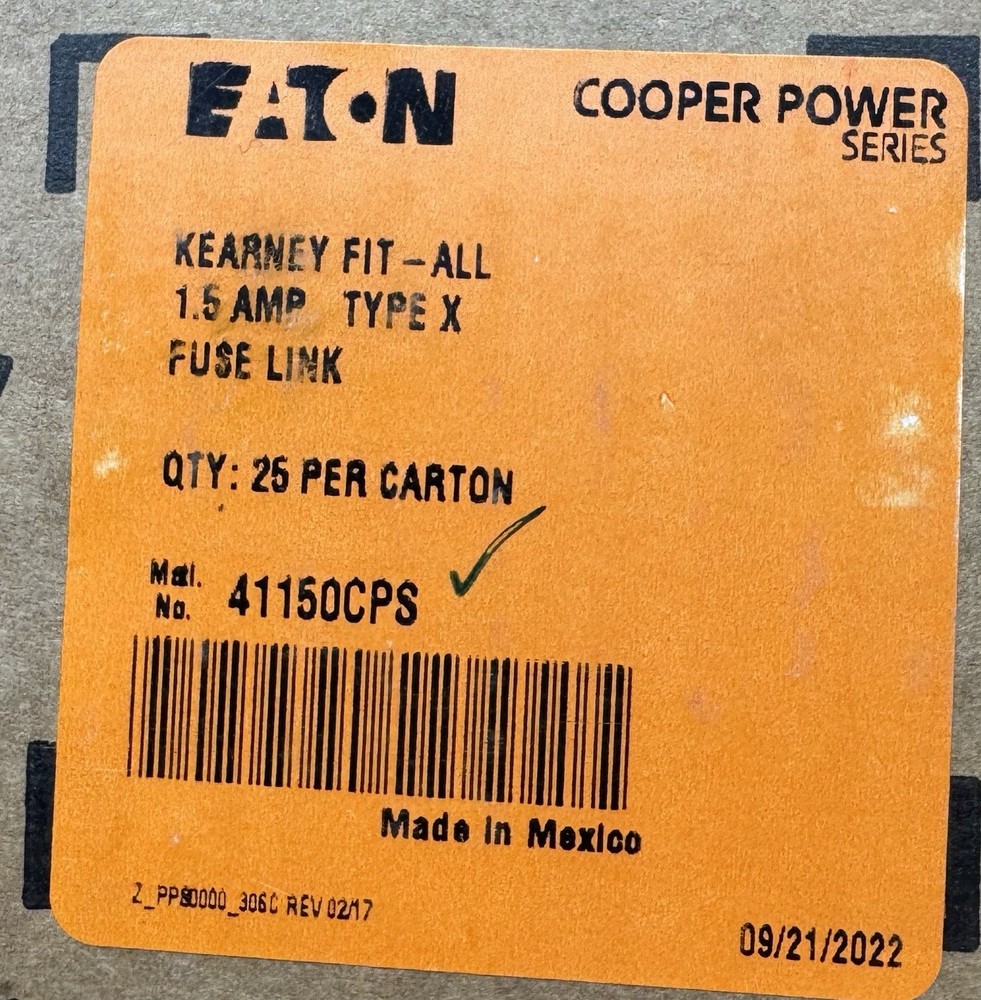 KEARNEY FIT – ALL 1.5 AMP TYPE X FUSE LINK QTY: 25