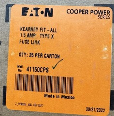 KEARNEY FIT – ALL 1.5 AMP TYPE X FUSE LINK QTY: 25