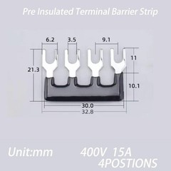 2Pcs Screw Terminal Strip Blocks 4 Positions Dual Row 600V 15A Cover