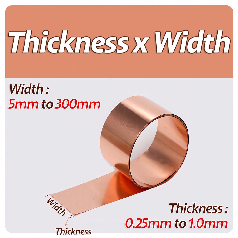 5mm-300mm Width 99.9% Copper Sheet Roll Metal Foil Plate 0.25mm-1.0mm Thick