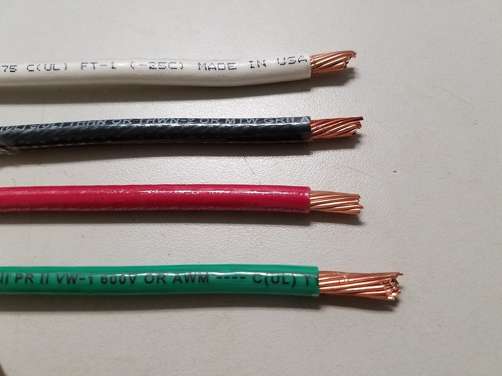 20′ EA THHN THWN 6 AWG GAUGE BLACK WHITE RED GREEN STRANDED COPPER WIRE