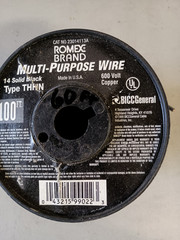 #14 Gauge Black Solid Copper Wire 60′ FT Roll THHN/THWN UL Listed – Black