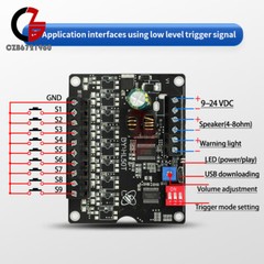 DC9-24V 60W Voice Broadcast Module one-to-one Trigger Control MP3 Player