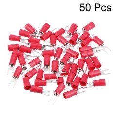 50Pcs SV5.5-4S Insulated Fork Electrical Crimp Terminal 12-10AWG Red