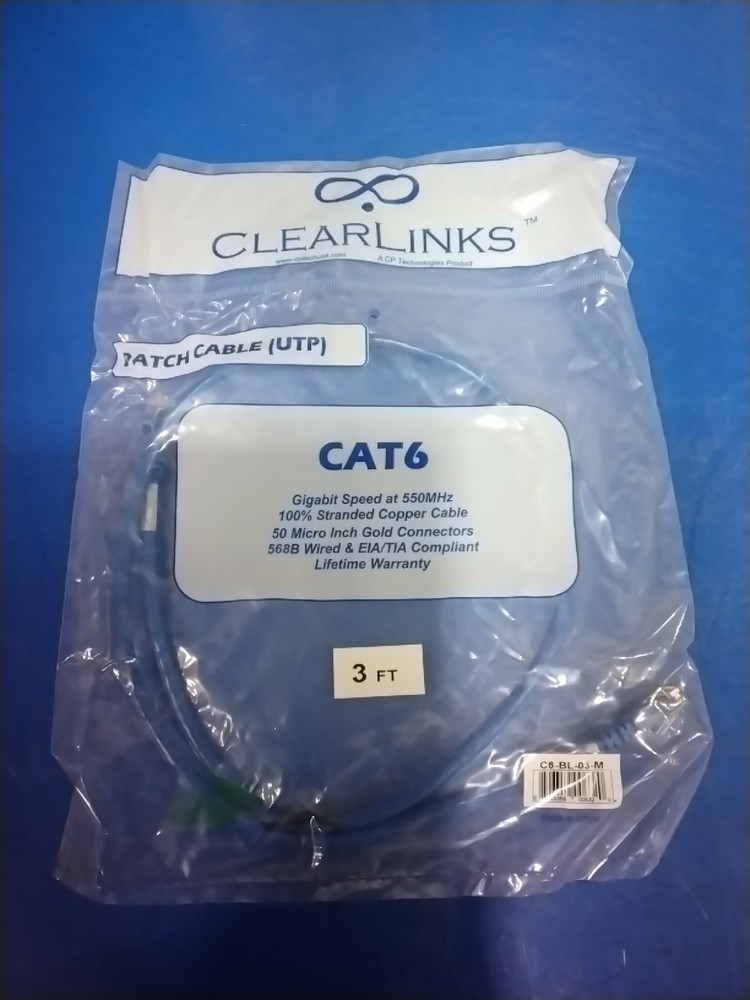 Clearlinks CP TECHNOLOGIES C6-BL-03-M Patch Cable