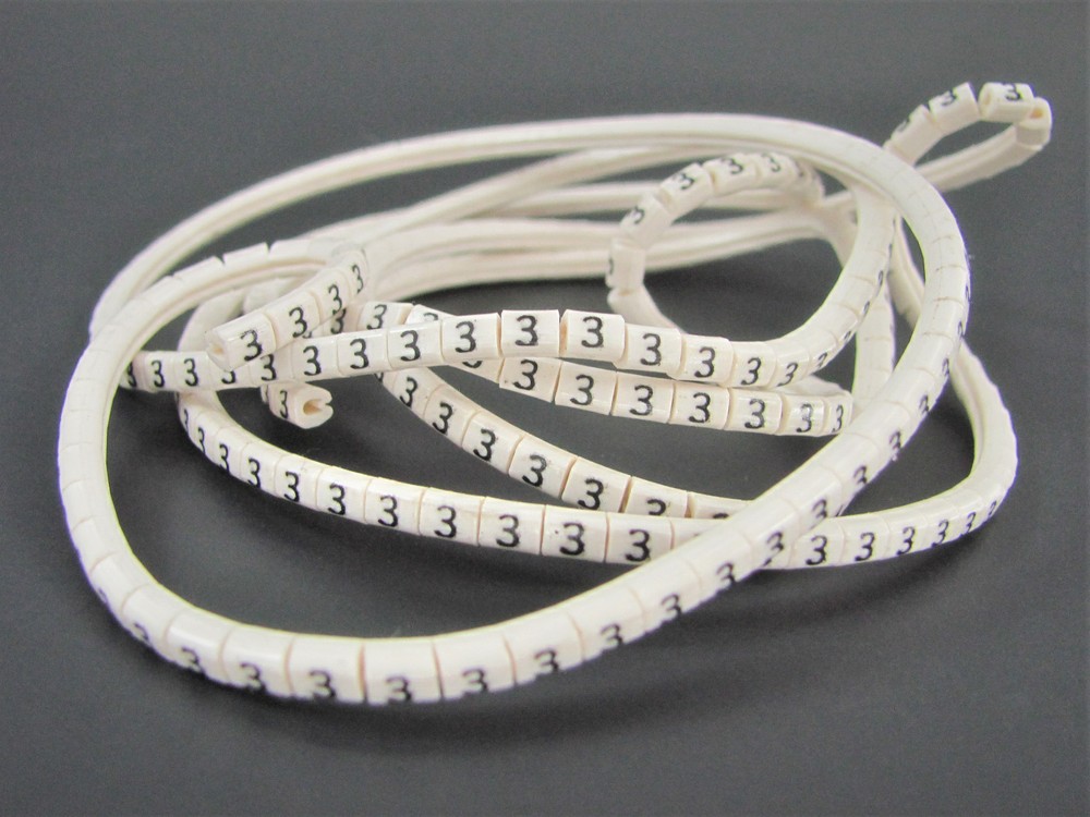 (500x) Wieland Size 22, Number 3 Slip On Wire Marker, .045″ to .065″ OD Z Type