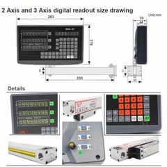 2/3 Axis Digital Readout DRO Display TTL Linear Sensor Scale for Mill EDM Lathe