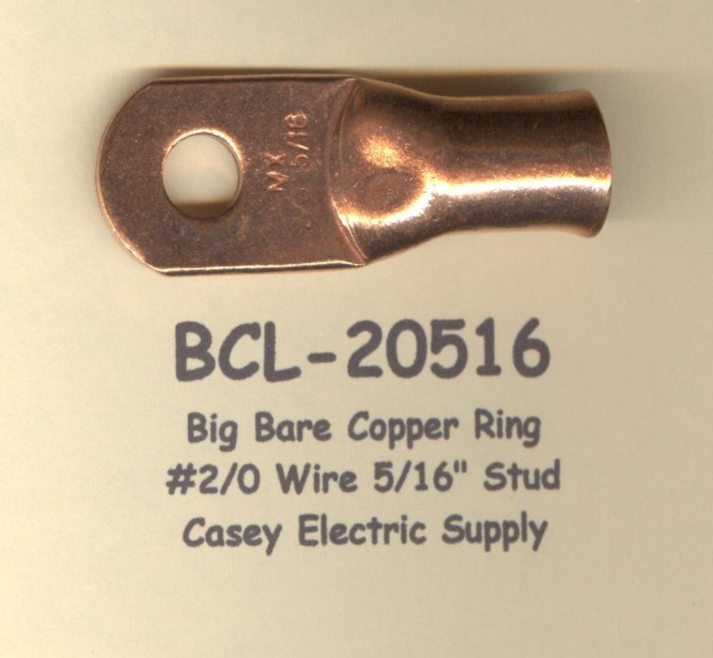 5 Bare Battery COPPER Ring Terminal Connector #2/0 Gauge Wire 5/16″ Stud MOLEX