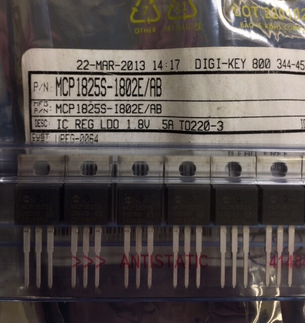 MCP1825S-1802E/AB MCP IC REG LINEAR 1.8V 500MA TO220-3 ROHS 10 PIECES