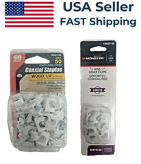 2 Pack White Coaxial Staples – Gardner Bender 50 pc & Monster 6 pc (56 total)