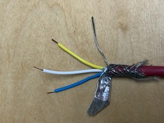 RED SHEILDED COMM CABLE 3C/18 AWG, BLUE/WHITE/YELLOW 45′ LENGTH