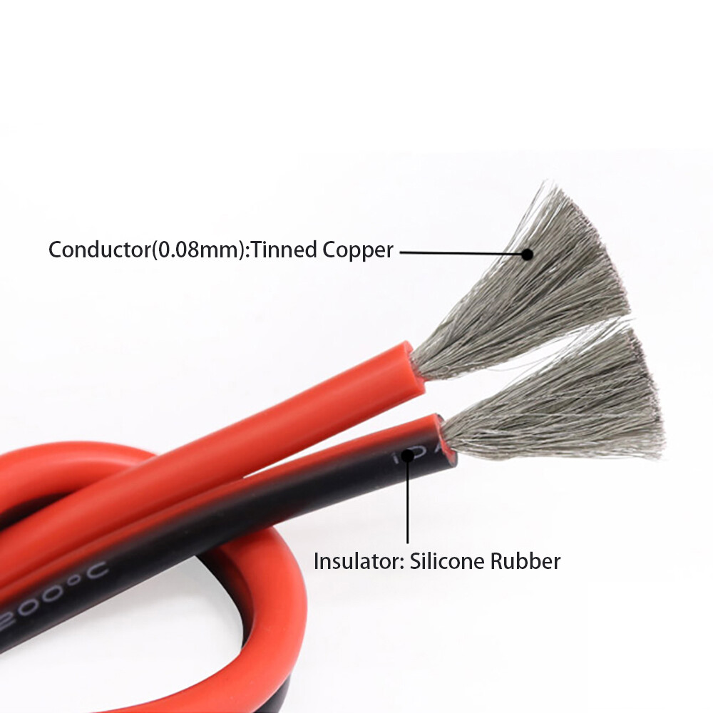 8AWG-28AWG 2 Pins Cable Flexible Silicone Wire Black Red Led Flat Electric Wire