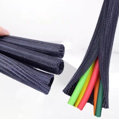 PET Black Braided Cable Sleeving 1-100mm Expandable Wire Harness Auto Sheathing