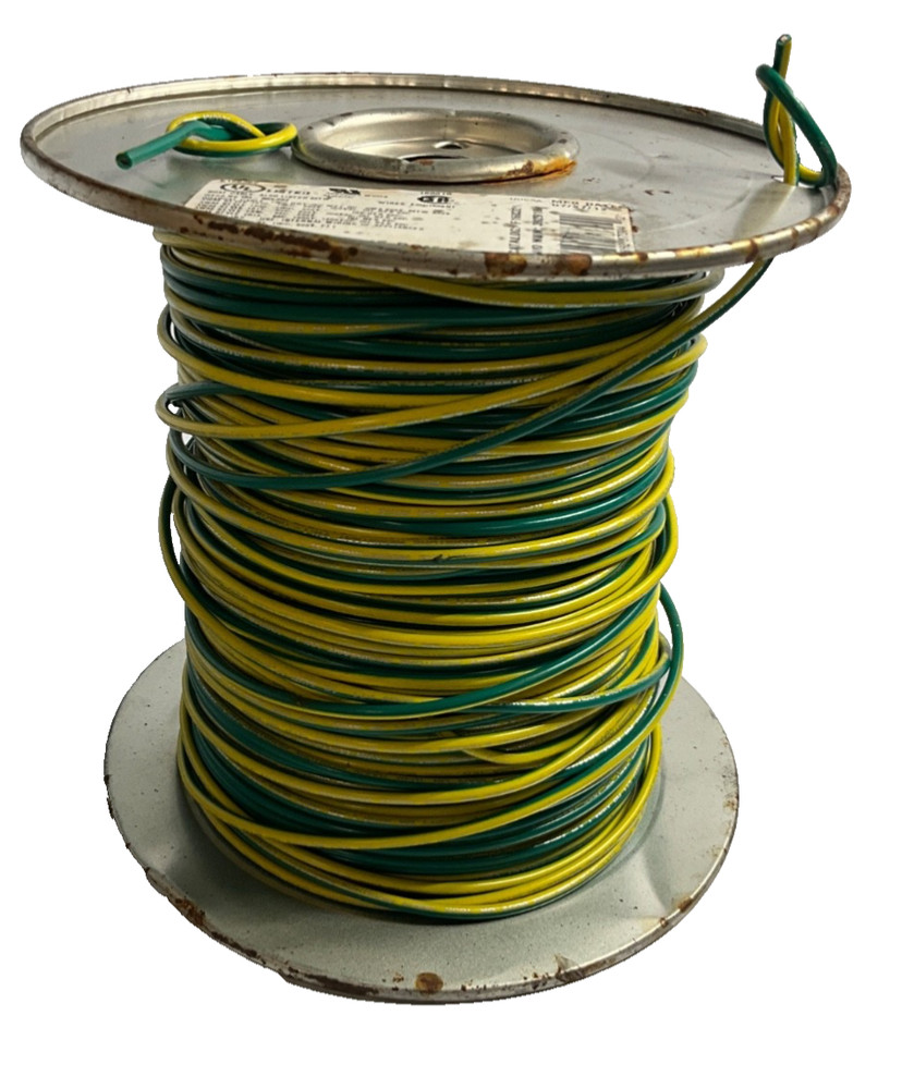 BOAT CABLE 16AWG, 26/30T, UL-1015 Hook-Up, 600V, DK Green/ Yellow, 75ft, F16032