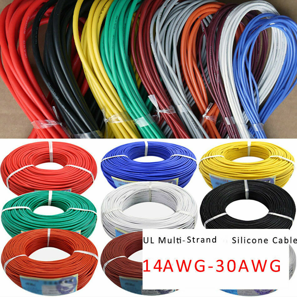 14/16/18/20/22/24/26/28/30AWG UL Strand Wire Silicone Flexible Cables 0.08mm