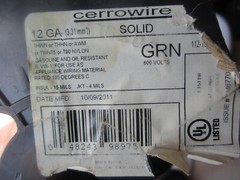 50 FooT of 12 awg Cerrowire Green Solid Thermo Copper Wire 12# TW 600v 12ga