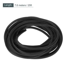 3/16″ 25Ft Self Wrapping Braided Sleeve UL94-V2 Fireproof PET Sleeving, Black