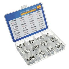 12 Values 120 pcs Slow Blow Glass Fuses Assortment Kit 5x20mm 250V T0.5A 1A 1.25