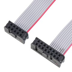 2Pcs 2.54mm Pitch IDC 10 to 16 Pins Dual Female Flat Ribbon Cable 20cm 7.9″ Grey